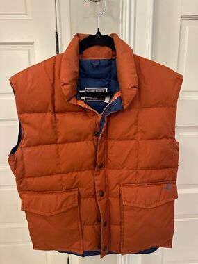 Vintage 70s Ski Daddle Puffer Vest Unisex Small Rust Duck Down Pack In Pockets
